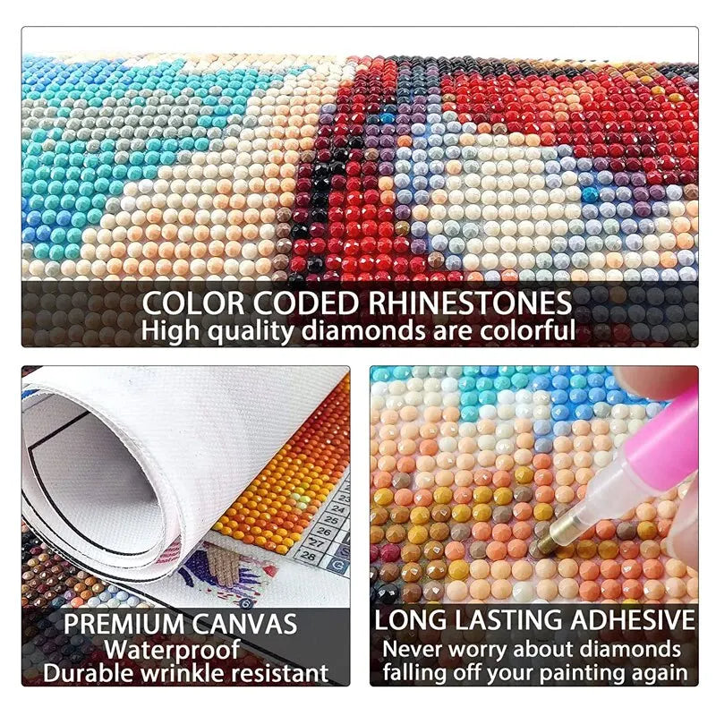 5D Diy Diamond Painting Flower Cross Stitch Kit AB Diamond Round Diamond Rose Sunflower Diamond Embroidery Mosaic Art Home Decor