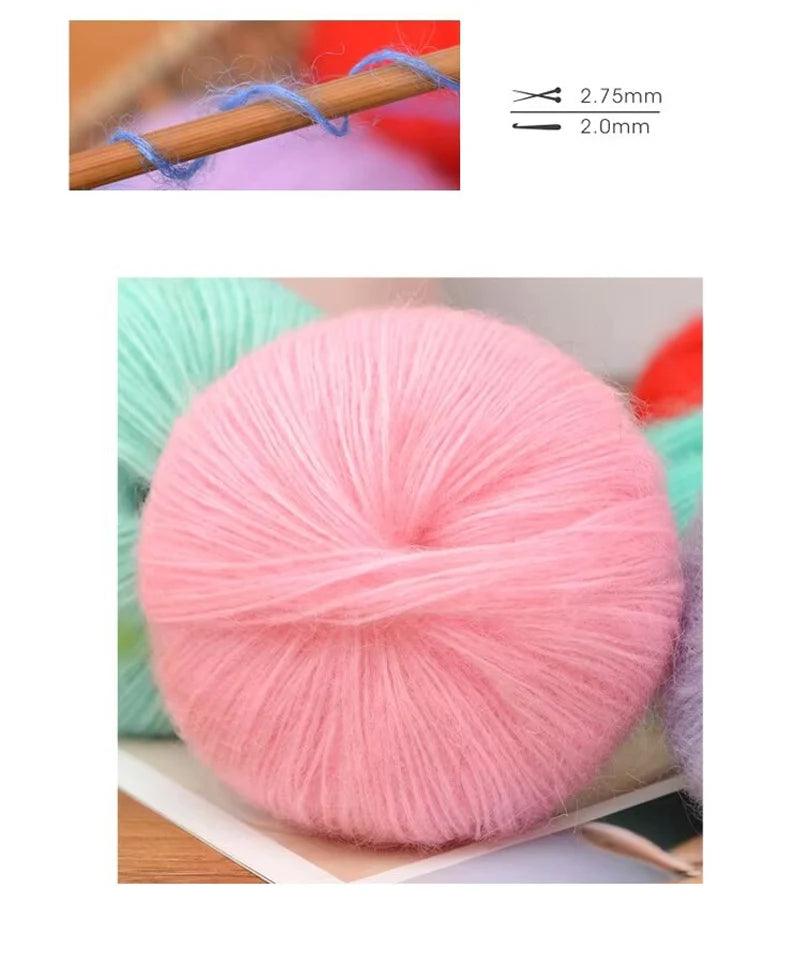 Luxury mohair blend yarn, soft merino wool blend, DIY knitting and crochet projects, containing 45% mohair, 40% merino wool, 15%