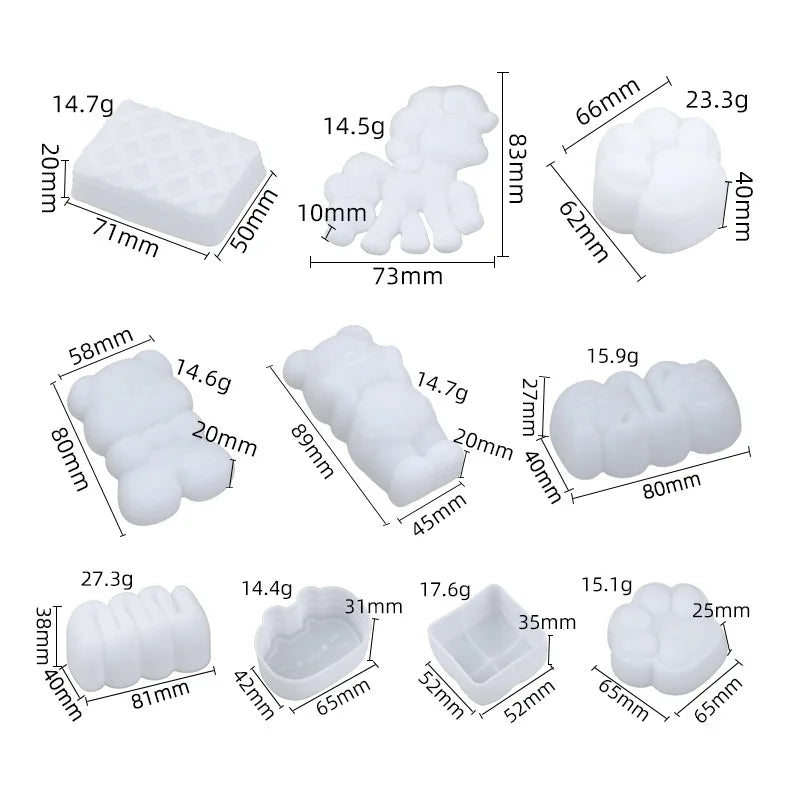 Food Toy Squeeze Mould Toast Handmade Molds DIY Cartoon Bear Slow-Rebound Stress Relief Squeeze Fun Rectangular Silicone Mold