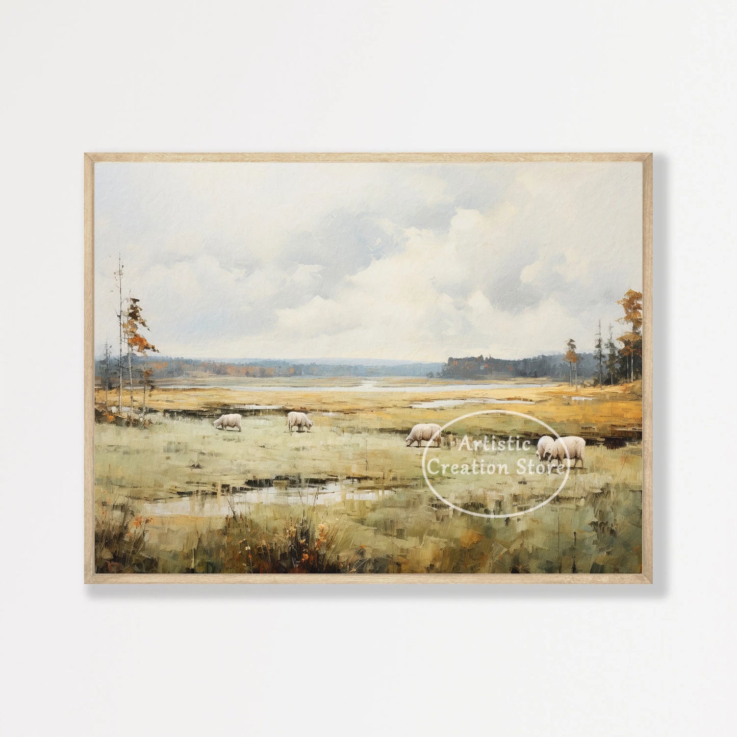 Countryside Highland Sheep Poster Modern Farmhouse Wall Art Pink Sheep Animals Print Canvas Painting Wall Living Room Home Decor