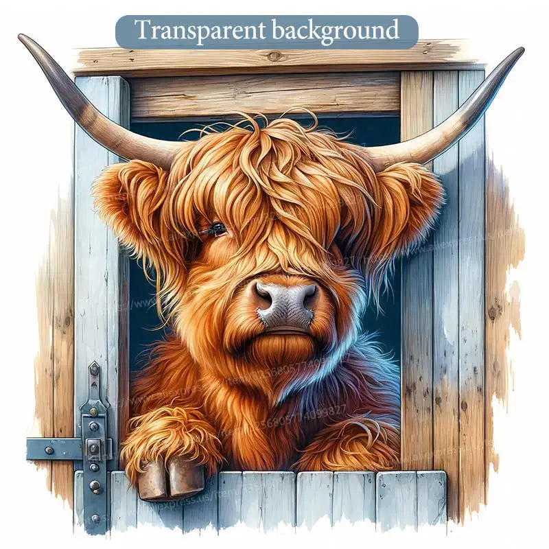 Highland Cow Cute Baby Cow Wall Sticker Toilet Lid Sticker Bedroom Entrance Living Room Porch Home Decora Waterproof Decals S842