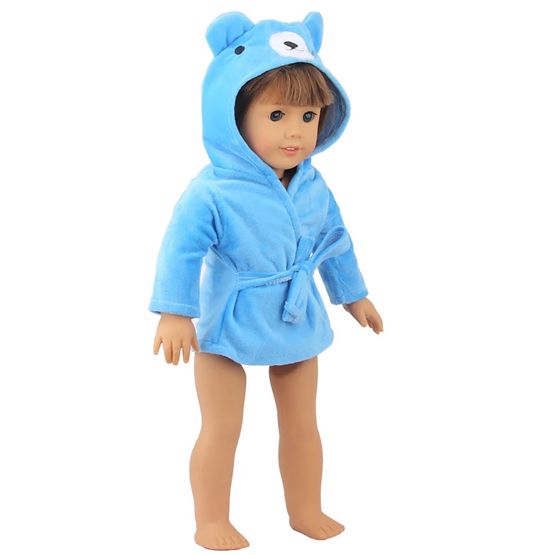 Doll Clothes Night-robe For 18 Inch American Doll Cartoon Animal Pajamas For 43cm Baby Girl Doll,OG,Russia,DIY Doll Girl's Gift