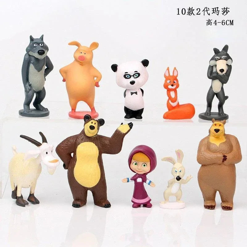 Martha and Bear 10 Ornaments Anime Models Cartoon Toys Gifts for Friends Furniture Display Birthday Gifts