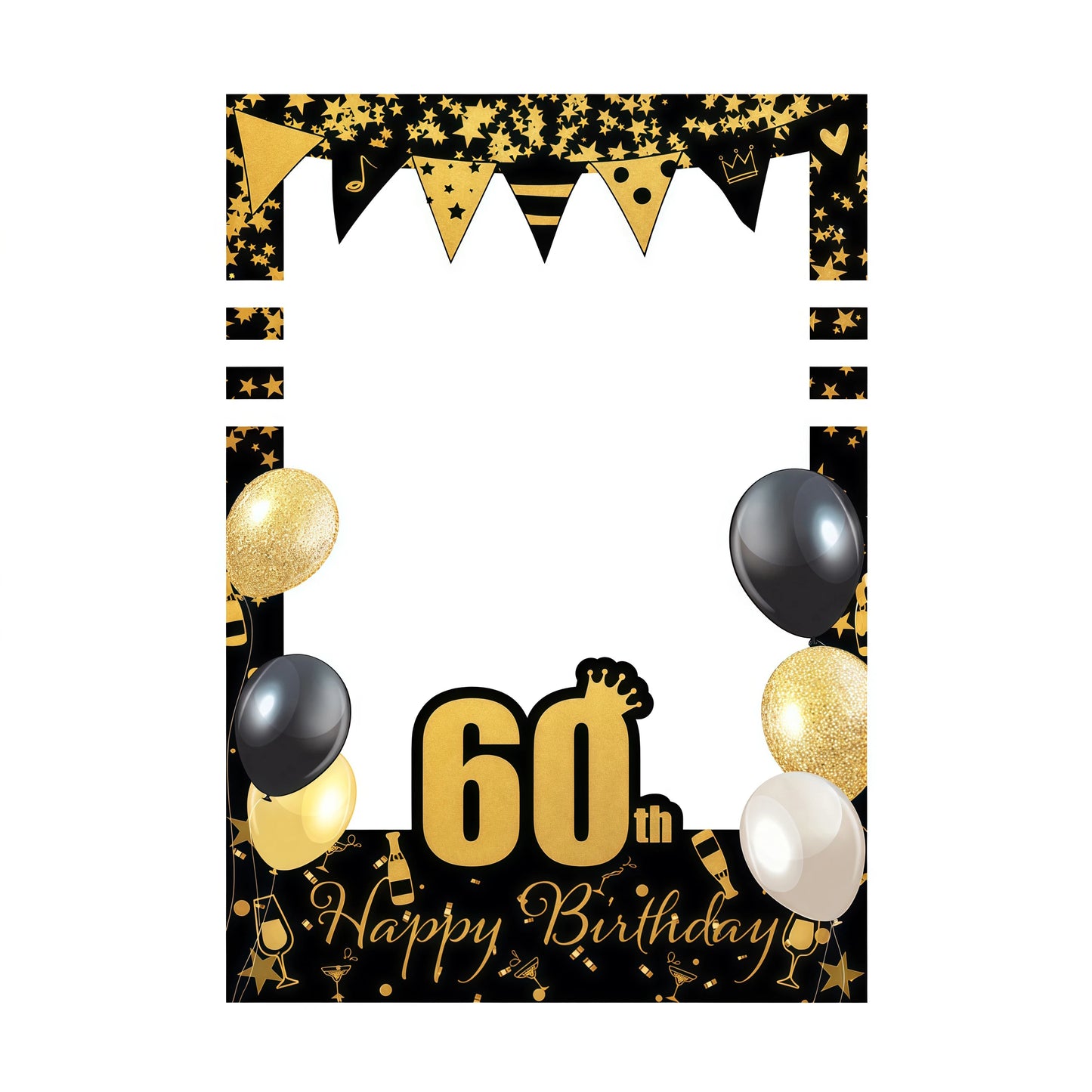 18th 21th 30th 40th 50th 60th Birthday Party Photo Booth Frame Props Black Gold Birthday Party Decor