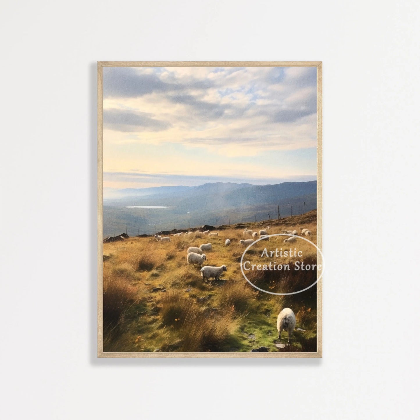 Countryside Highland Sheep Poster Modern Farmhouse Wall Art Pink Sheep Animals Print Canvas Painting Wall Living Room Home Decor