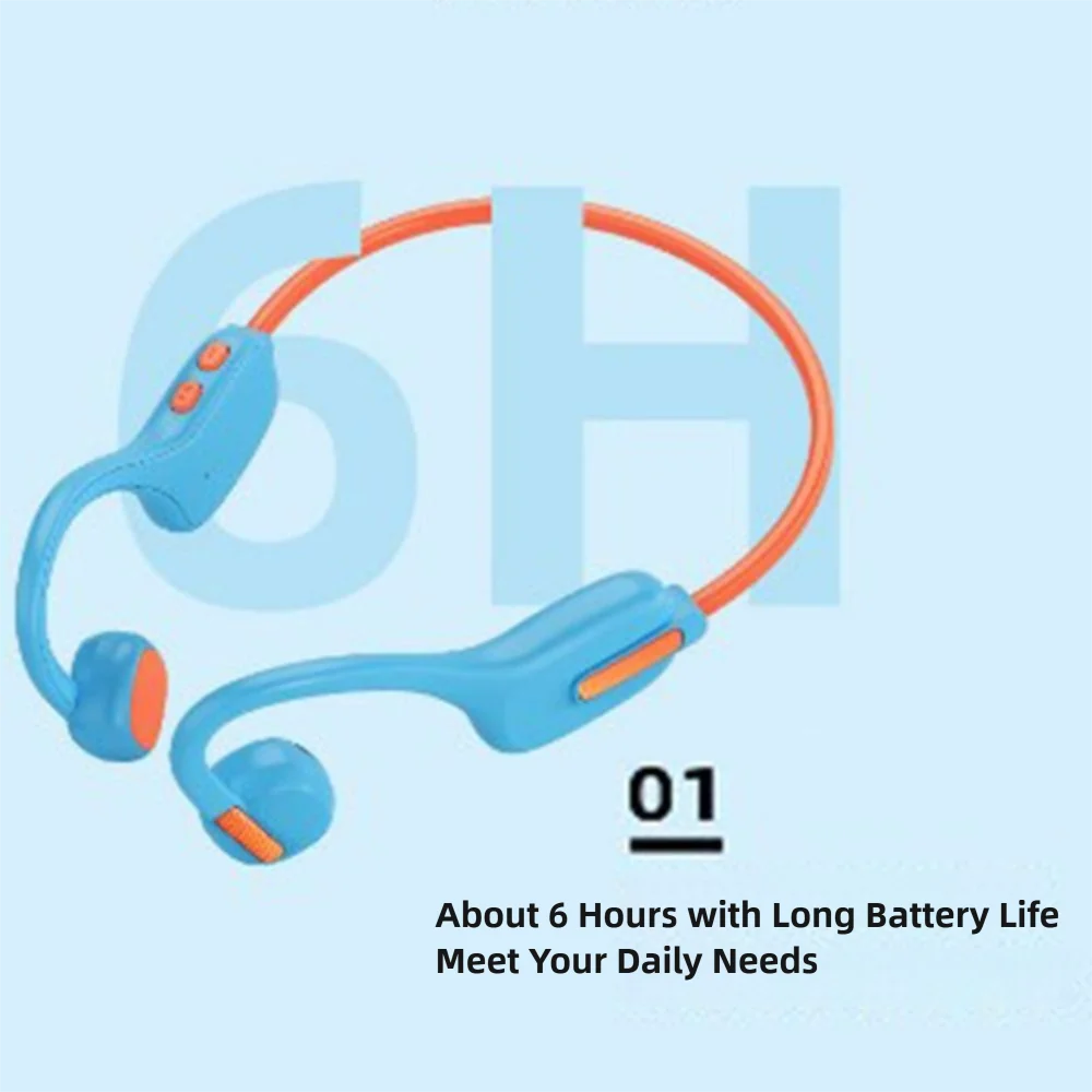 Hands-free Kids Bluetooth Headphones Earbuds Built-in 8GB Bone Conduction Headphone Stereo Sound Adjustable