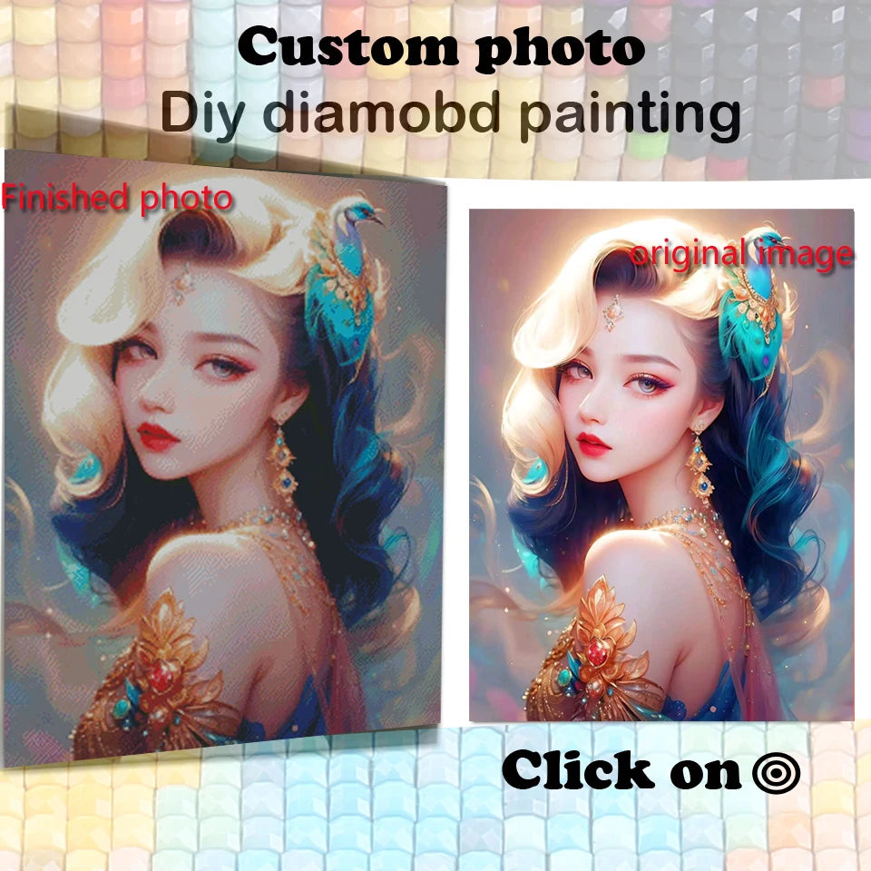 New 5D Diamond Painting Art DIY Golden Peacock Landscape Painting Full Diamond Mosaic Embroidery Diamond Home Decoration
