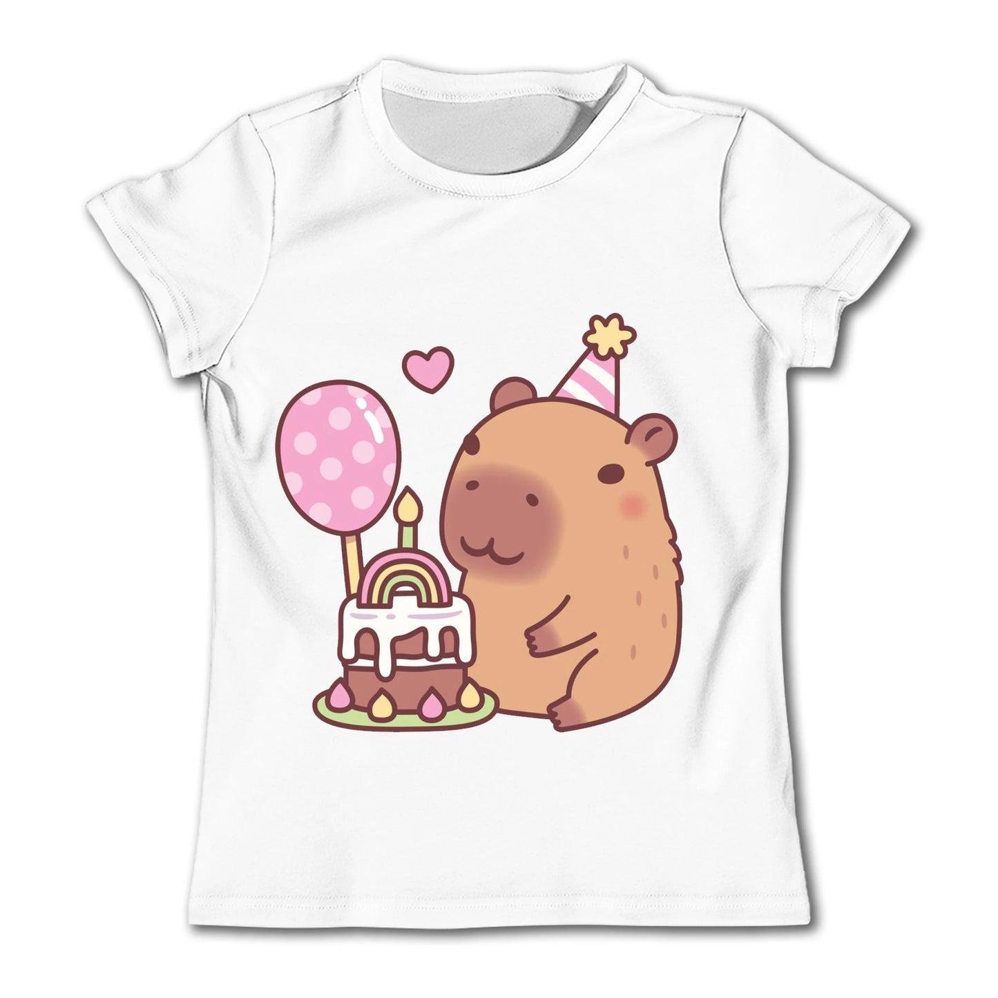 Cute Capybara Loves Bubble Tea print kids T-Shirt summer children's pure cotton short-sleeved casual tops boys and girls gifts