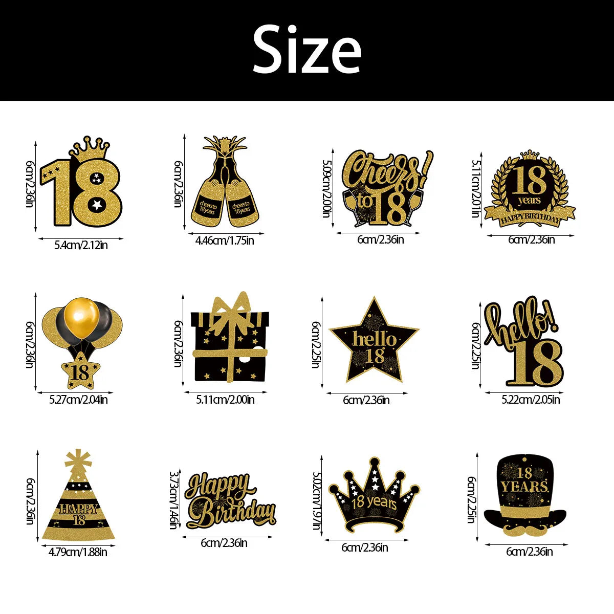 18 21 30 40 50 60 70 80th Black Gold Birthday Party Adult Cupcake Topper 30 40 50 Years Old Birthday Party Decor Anniversary