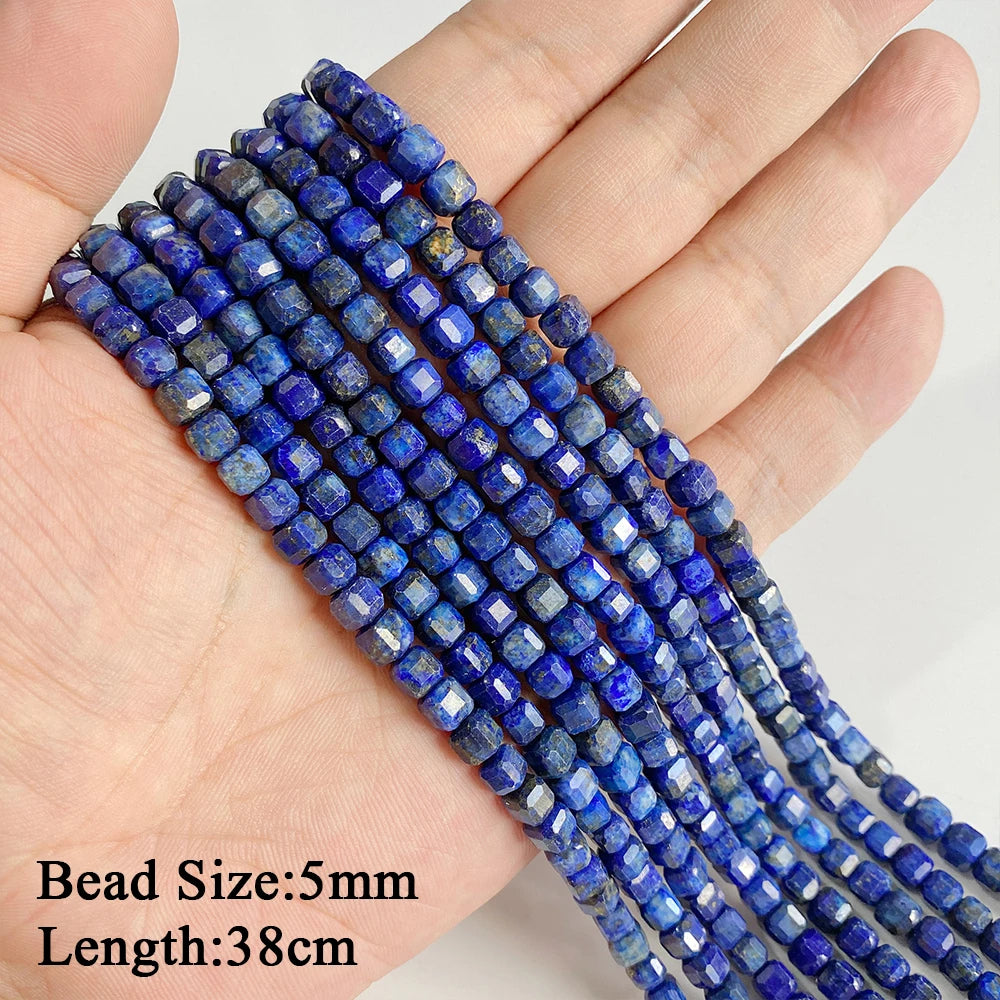 Natural Lapis Lazuli Healing Stone Bead Handmade Necklace Bracelet Bead Accessories For DIY Wisdom,Confidence,Prosperity Jewelry