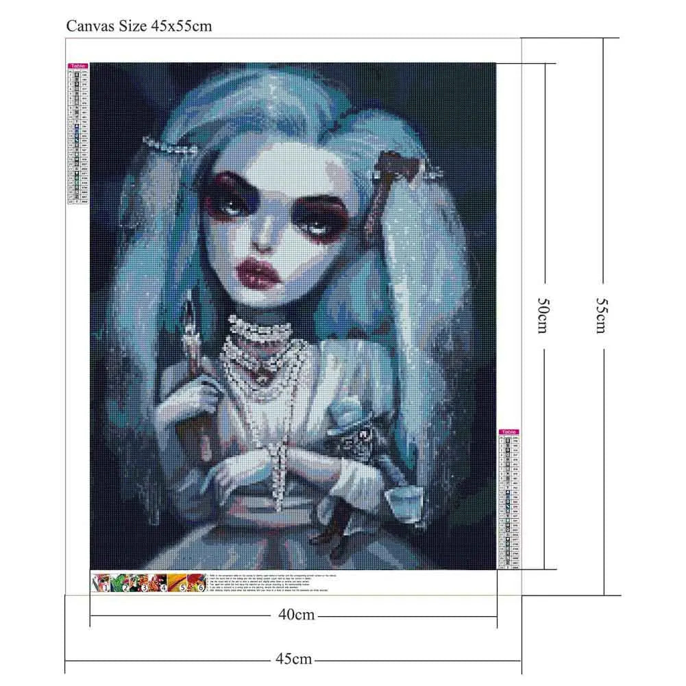 5D Diamond Painting Goth Girls Wonderland Collection Bizarre Art Full Square Diamond Embroidery Cross Stitch Diamond Mosaic Kit