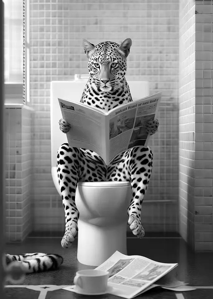 Diamond art painting Funny Bathroom Lion Cow Sitting on Toilet Reading Newspaper 5D  diamond embroidery Modern Home Wall Decor