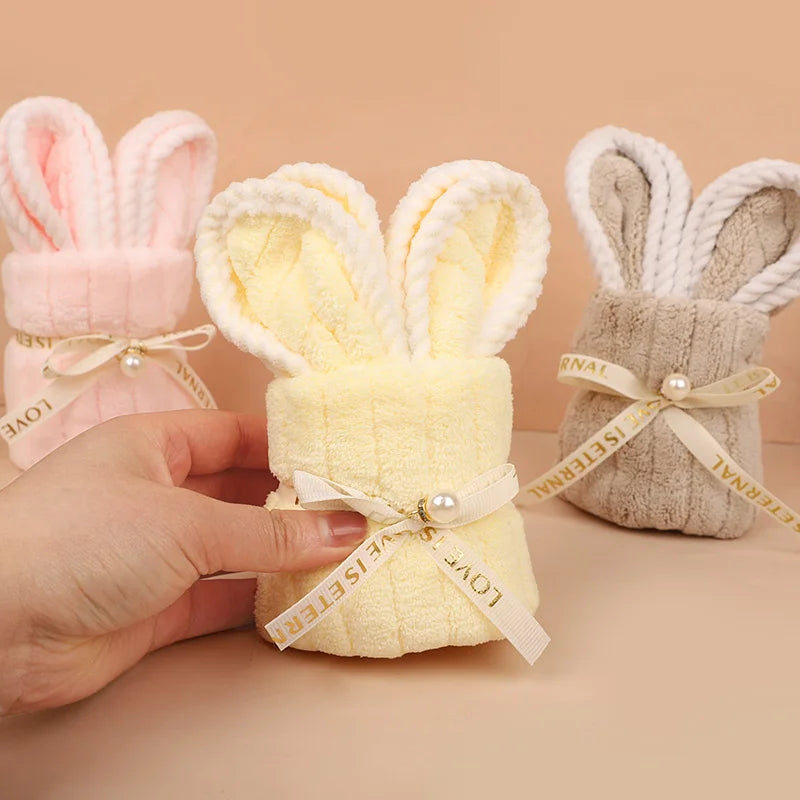 5Pcs Rabbit Towel Set Easter Gift Home Kitchen Bathroom Decor Supplies Wedding Baby Shower Kids Birthday Party Favors Guest Gift
