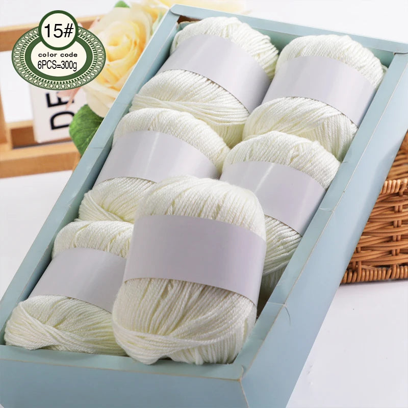 6pcs/Set Luxury Silk Blend Yarn, 50g Each, Soft Knitting Yarn Suitable For Sweaters, Baby Blankets And Scarves, Multiple Colors