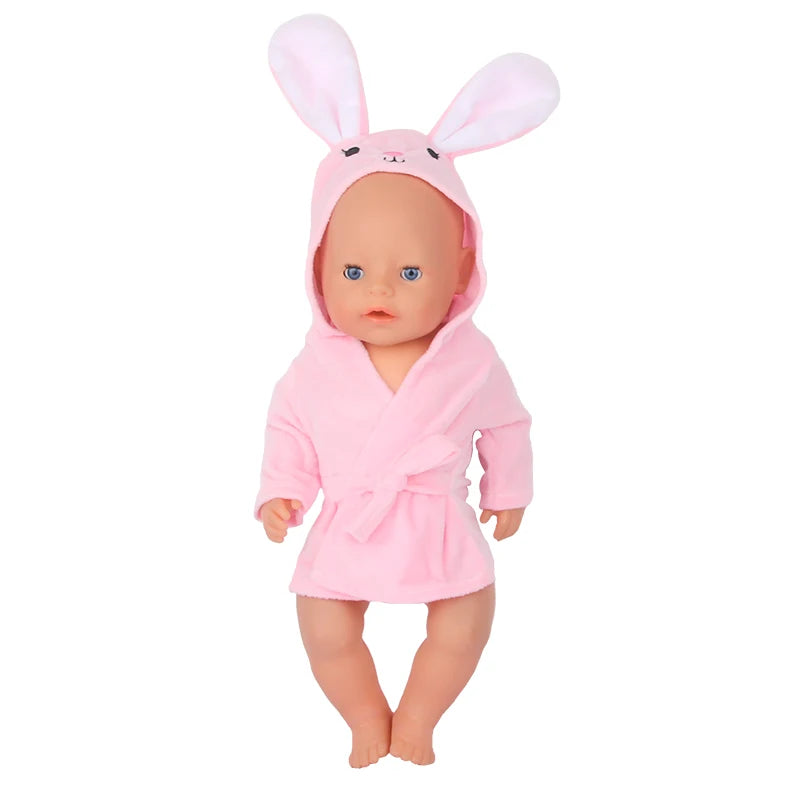 Doll Clothes Night-robe For 18 Inch American Doll Cartoon Animal Pajamas For 43cm Baby Girl Doll,OG,Russia,DIY Doll Girl's Gift
