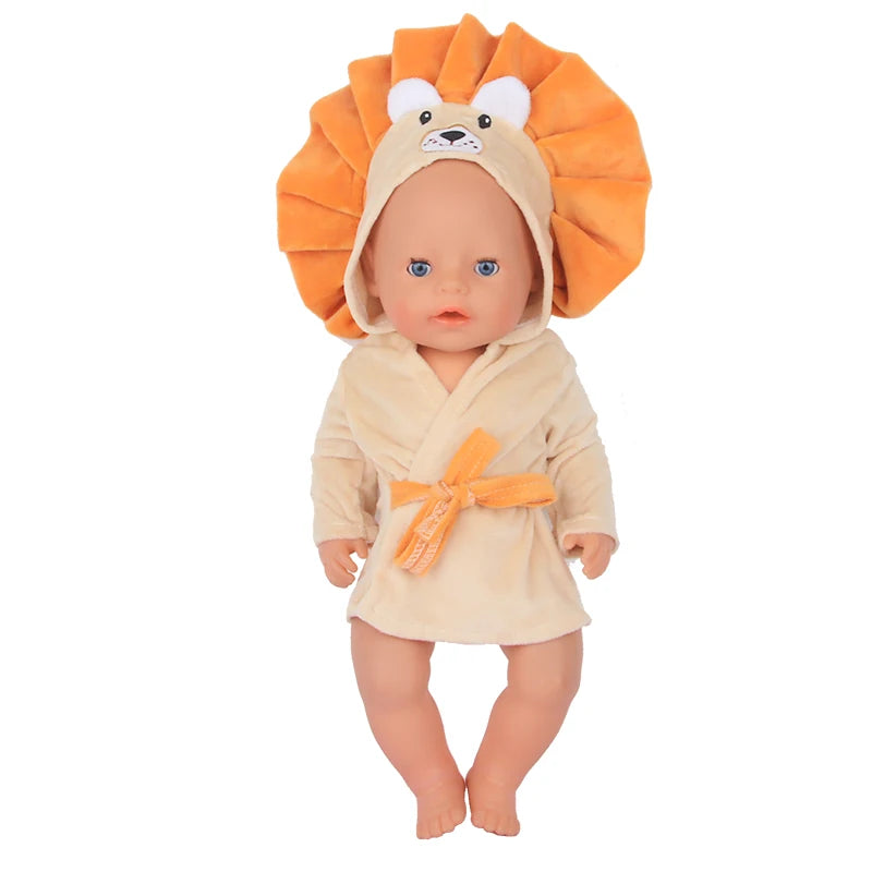 Doll Clothes Night-robe For 18 Inch American Doll Cartoon Animal Pajamas For 43cm Baby Girl Doll,OG,Russia,DIY Doll Girl's Gift