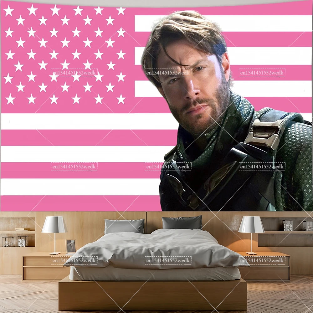 Jensen Ackles Tapestry American Flag Home Decor Wall Hanging Covering Bedroom Backdrops Outdoor Banners Decoration Gift for Fans