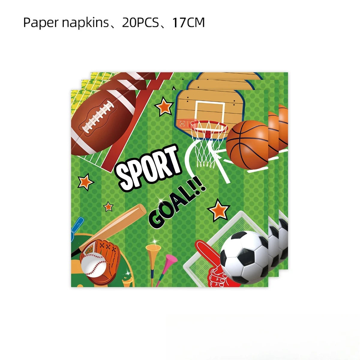 20pcs Rugby Football Basketball Baseball Sports Themed Birthday Party Decoration Tableware Set Holiday Party Decoration Supplies