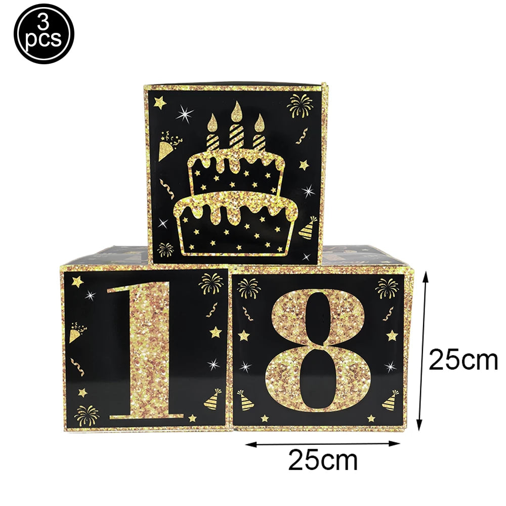 18th Birthday Party Supplies Black Gold 18th Birthday Plates Napkins Dinnerware for Boys Girls 18 Years Old Birthday Party Decor