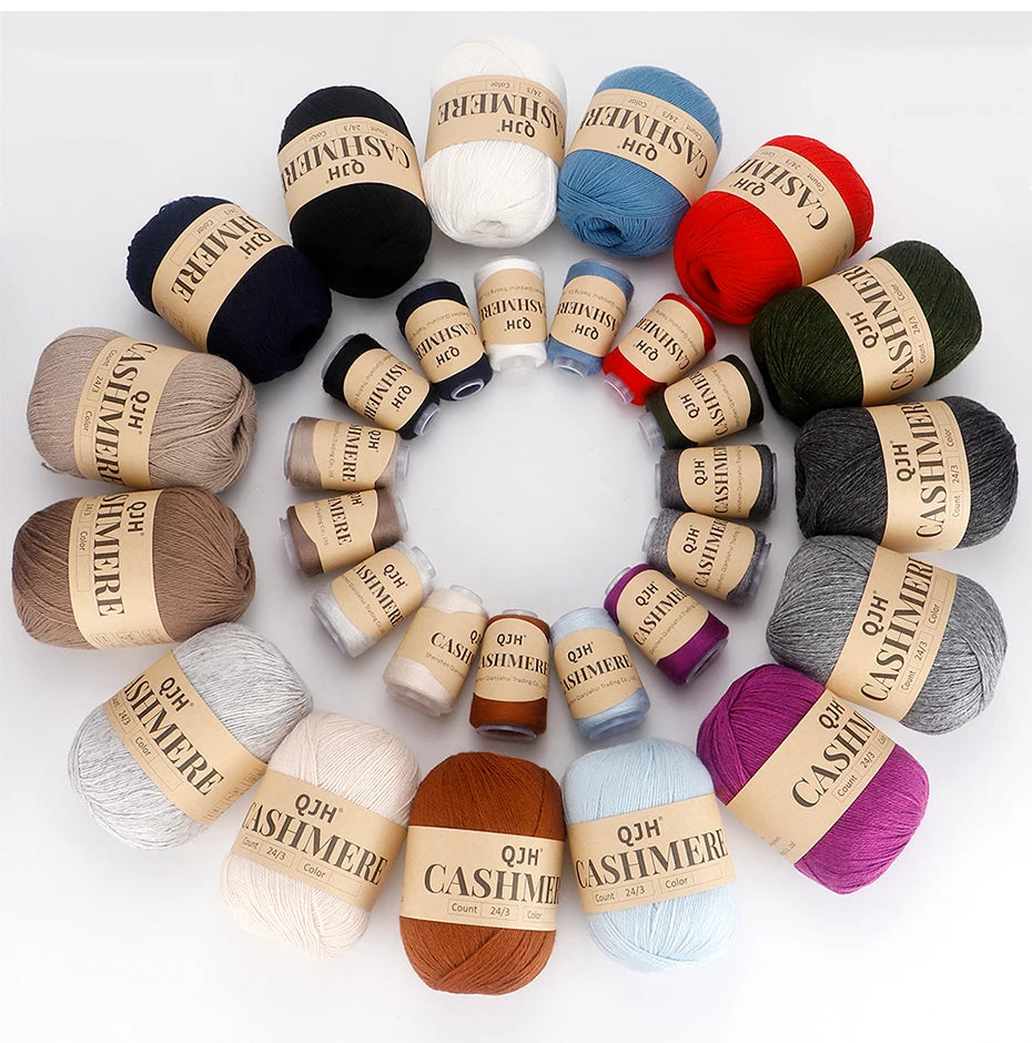 QJH 12 Set Luxurious Cashmere Yarn - Ultra-Soft & Premium Quality for Knitting Luxe Sweaters & Scarves, Hats - Yarn Enthusiasts