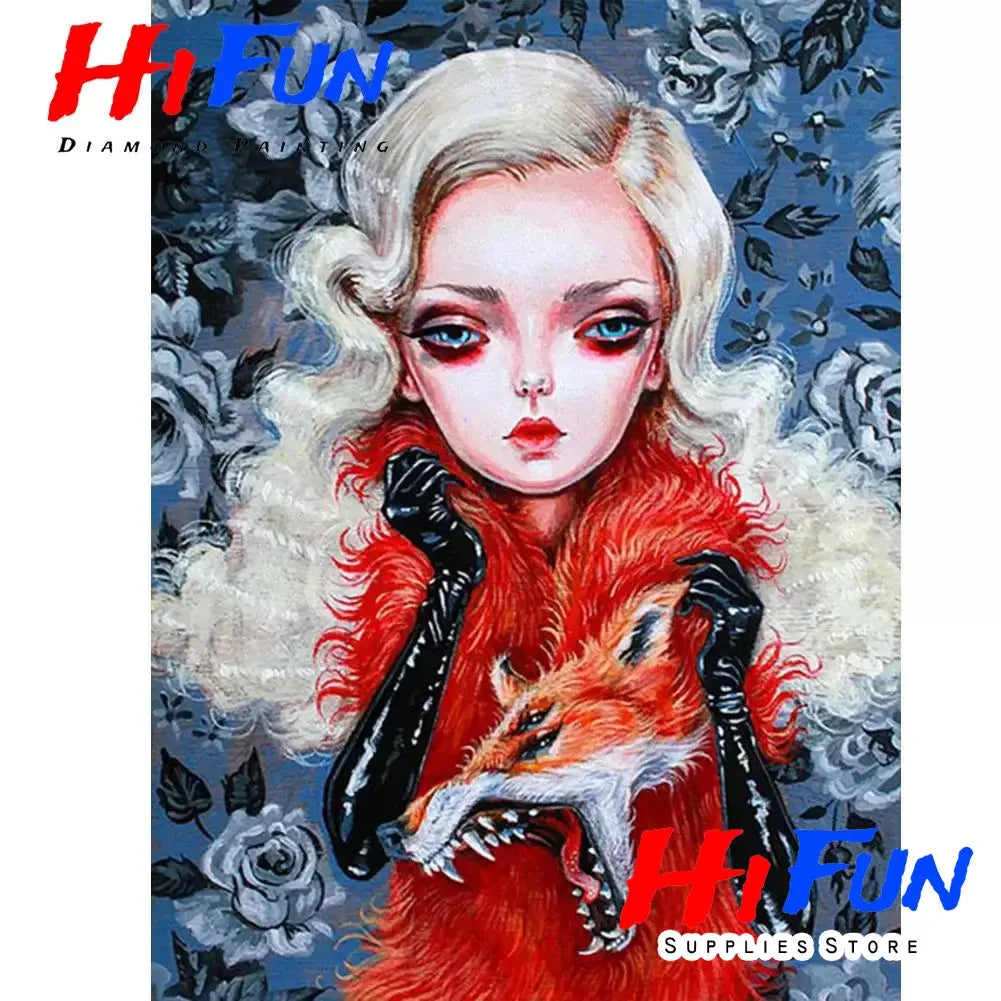 5D Diamond Painting Goth Girls Wonderland Collection Bizarre Art Full Square Diamond Embroidery Cross Stitch Diamond Mosaic Kit