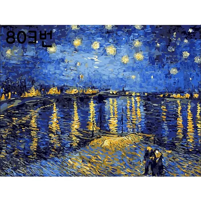 GATYZTORY Oil Paint By Numbers Diy Crafts Van Gogh Sky Landscape Pictures On Number Wall Decors Number Painting Art Supplies