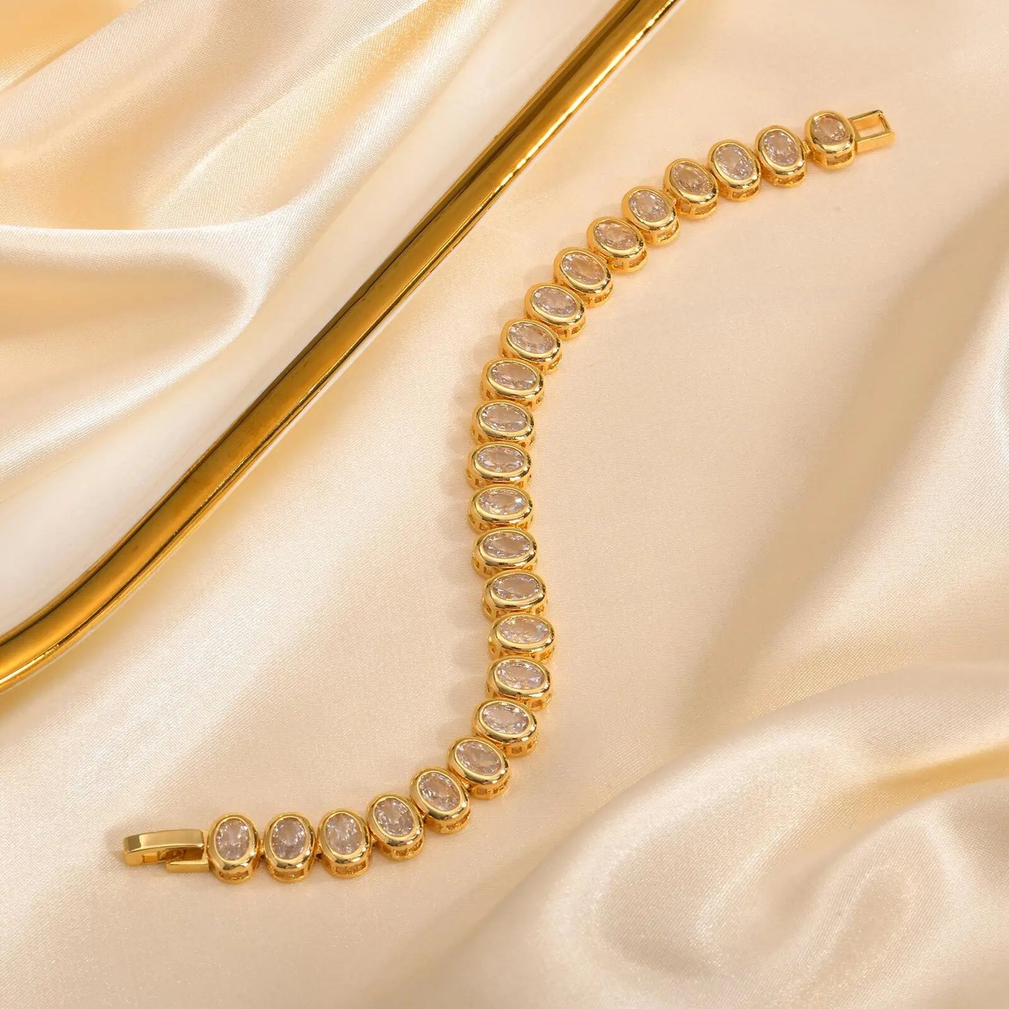 Tennis Bracelet, CZ Cubic Zirconia Rhinestone Chain Bracelet, Chunky Wide Hip Hop Jewelry