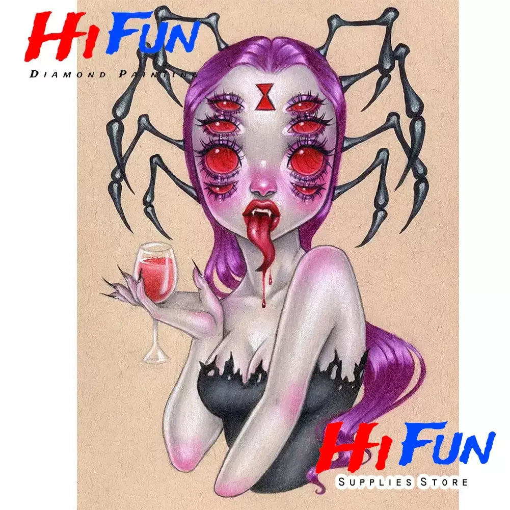 5D Diamond Painting Goth Girls Wonderland Collection Bizarre Art Full Square Diamond Embroidery Cross Stitch Diamond Mosaic Kit