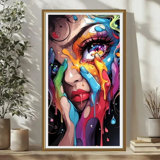 DIY Diamond Painting Abstract Woman Diamond Art Painting Kits 5D Full Round Square Drill,Diamond Art Kits for Adults,Home Decor