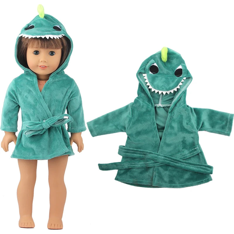 Doll Clothes Night-robe For 18 Inch American Doll Cartoon Animal Pajamas For 43cm Baby Girl Doll,OG,Russia,DIY Doll Girl's Gift