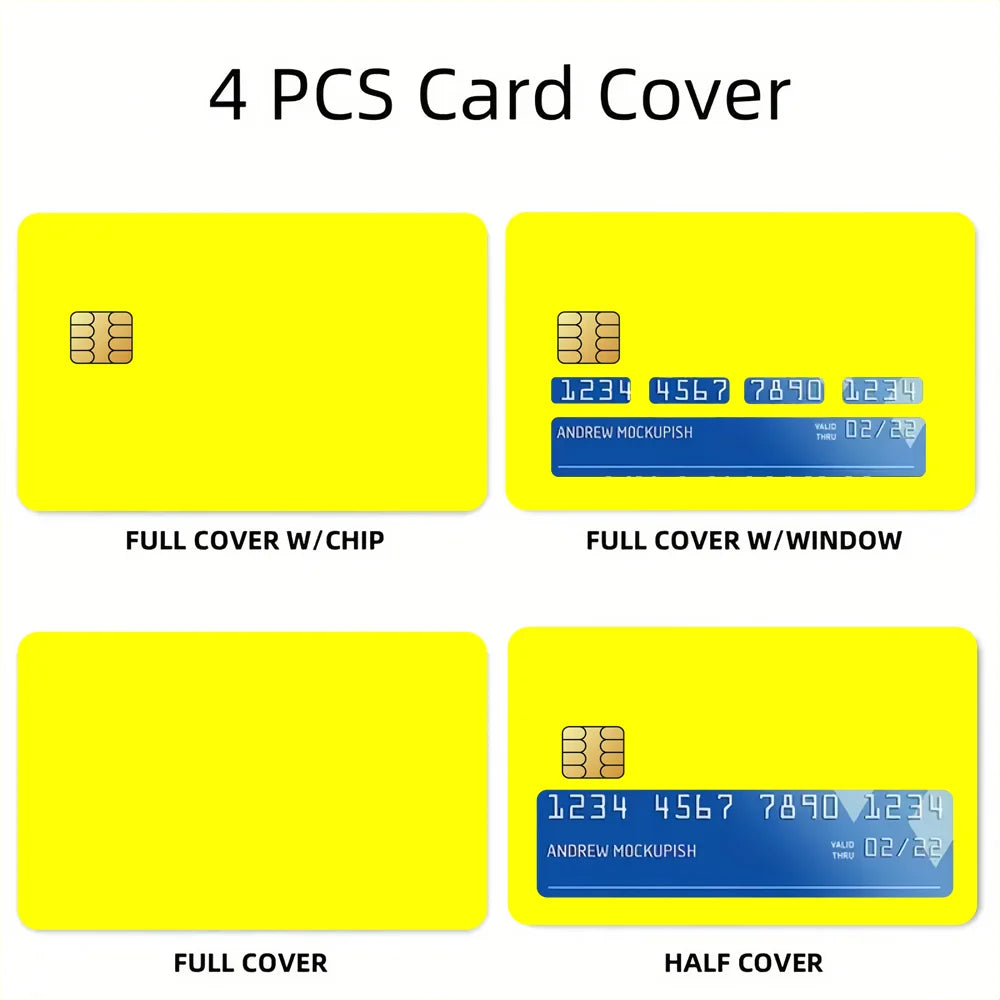 Cute Highland Cow Bank Credit Cards Bus Pass Stickers Cool Decoration Waterproof 4PCS Card