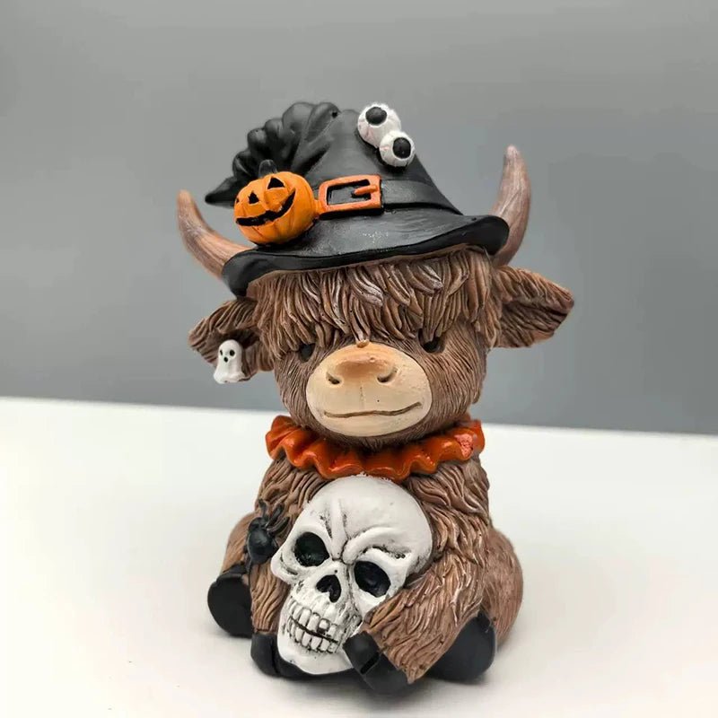Highland Cow Figurines Resin Figurine Brown Cattle Statue Resin Table Shelf Decor For Bookshelf Home Apartment Desktop Bedroom