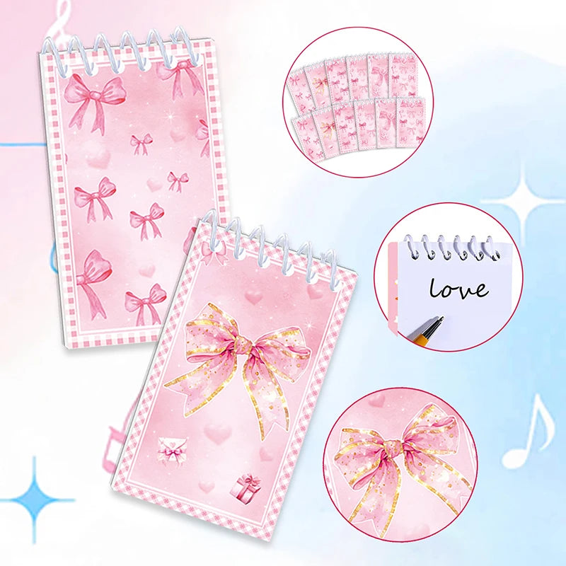 10pcs Pink Bow Notebook Mini