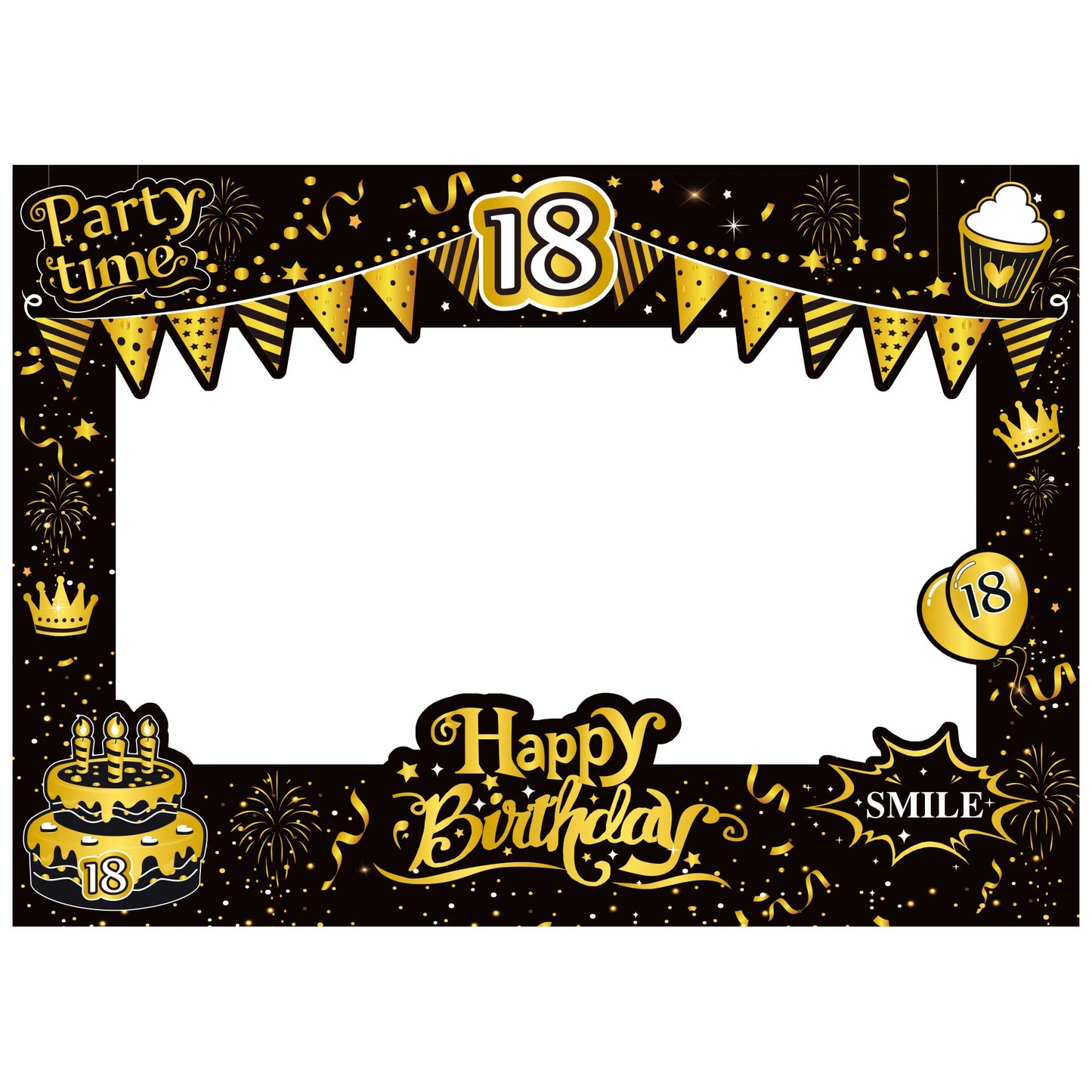 70*50cm Happy Birthday 18/21/30/40/50/60th Years Old black gold paper frame birthday party decoration for boy men decor