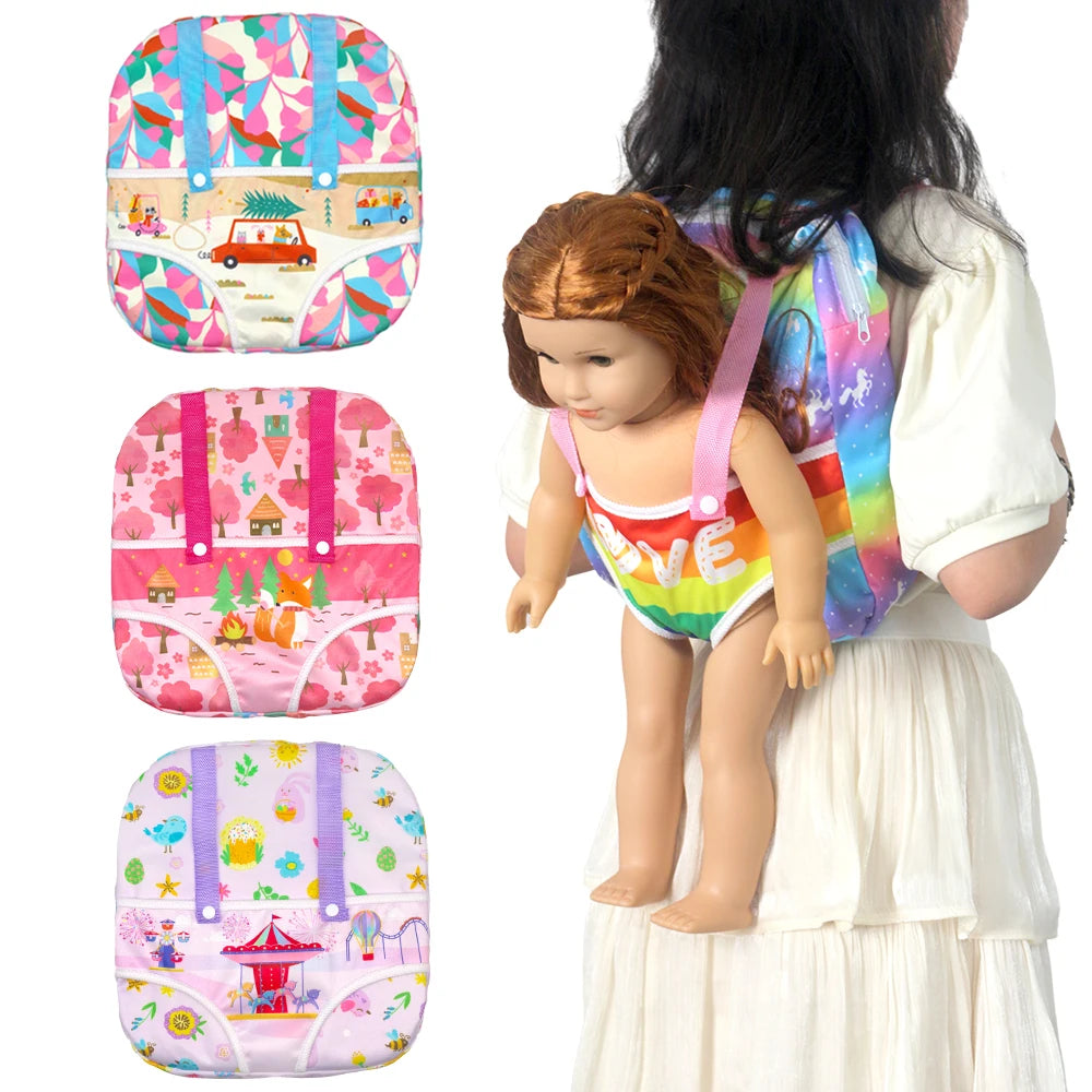 Alpaca Style Dolls Out Going Carry Bag 43-45cm Newborn Doll Clothes Accessories Christmas Birthday Gift18 Inch Doll Backpack Bag