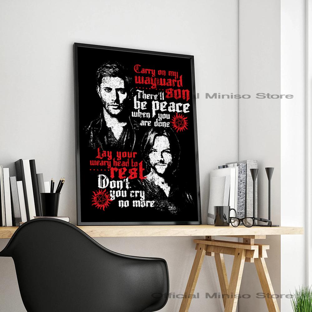 1pc Tv Show Supernatural Poster Self-adhesive Art Waterproof Paper Sticker Coffee House Bar Room Wall Decor