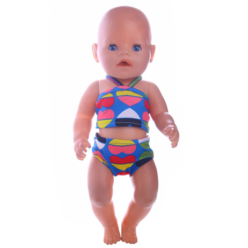 Multi-style Doll Swimsuit Cute Seaside Outfit For 43CM Baby Doll&18Inch American Doll Accessories,Our Generation Girl Gifts Toys