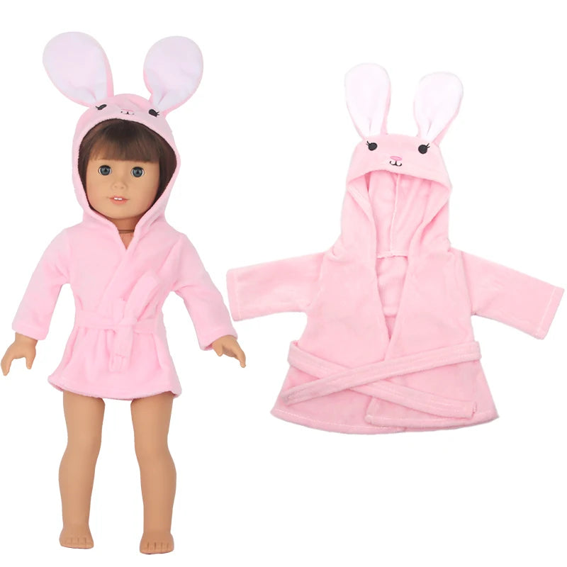 Doll Clothes Night-robe For 18 Inch American Doll Cartoon Animal Pajamas For 43cm Baby Girl Doll,OG,Russia,DIY Doll Girl's Gift