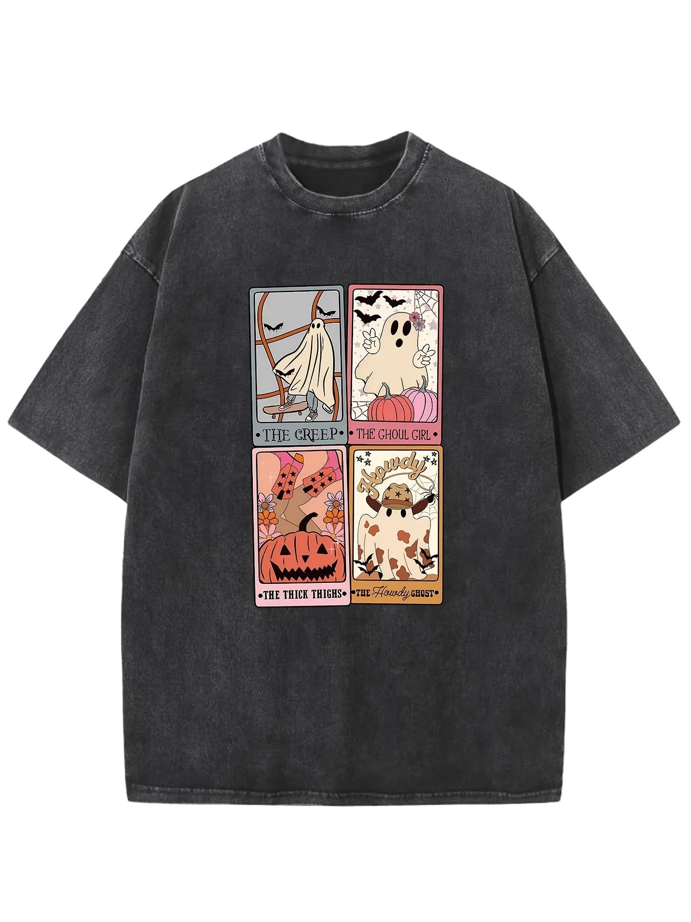 Women's Gothic bat graphic T-Shirt Black White Contrast Casual Everyday Halloween Party Outfit Y2k Clothes Woman's  Men Clothing