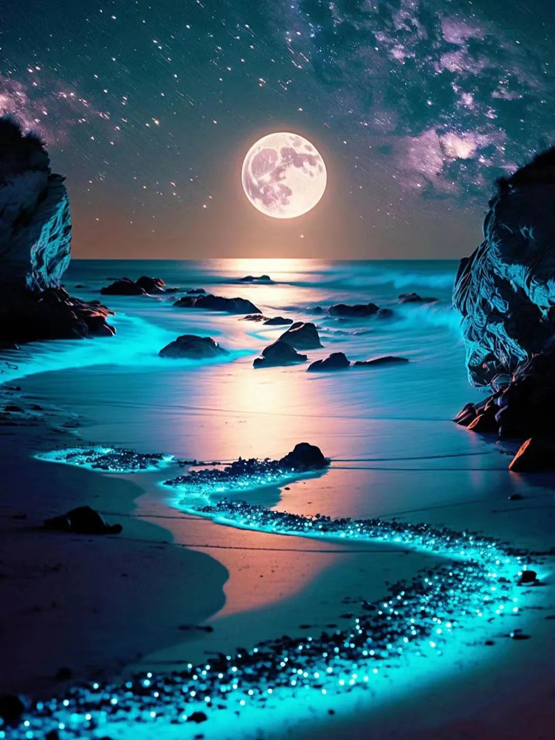 5D Diamond Painting DIY Likes Novelty Gifts Moon Seaside Landscape Embroidery Night Scenery Mosaic Home Decor Full Round Drills