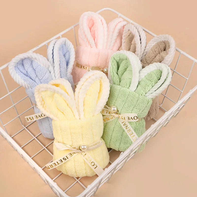 5Pcs Rabbit Towel Set Easter Gift Home Kitchen Bathroom Decor Supplies Wedding Baby Shower Kids Birthday Party Favors Guest Gift