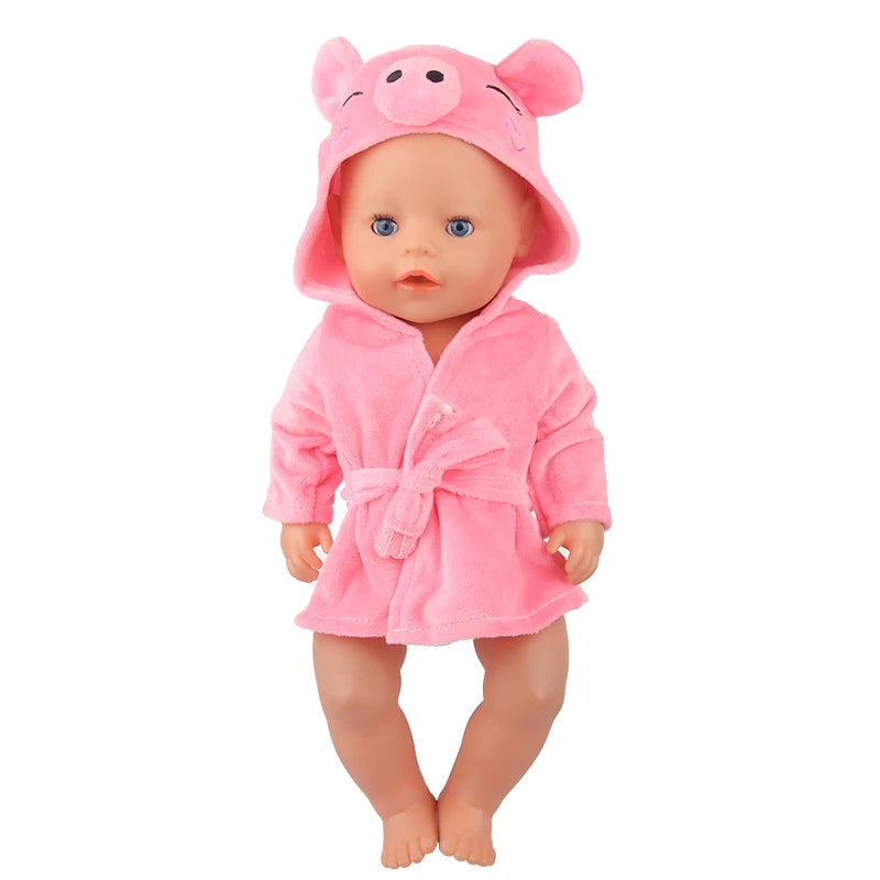 Doll Clothes Night-robe For 18 Inch American Doll Cartoon Animal Pajamas For 43cm Baby Girl Doll,OG,Russia,DIY Doll Girl's Gift