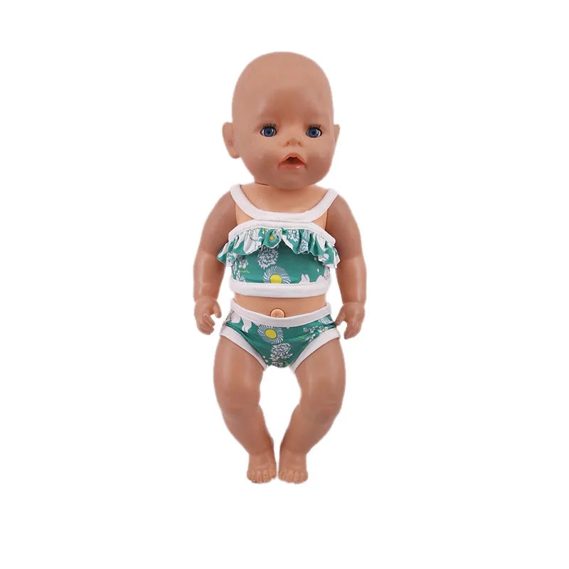 Multi-style Doll Swimsuit Cute Seaside Outfit For 43CM Baby Doll&18Inch American Doll Accessories,Our Generation Girl Gifts Toys
