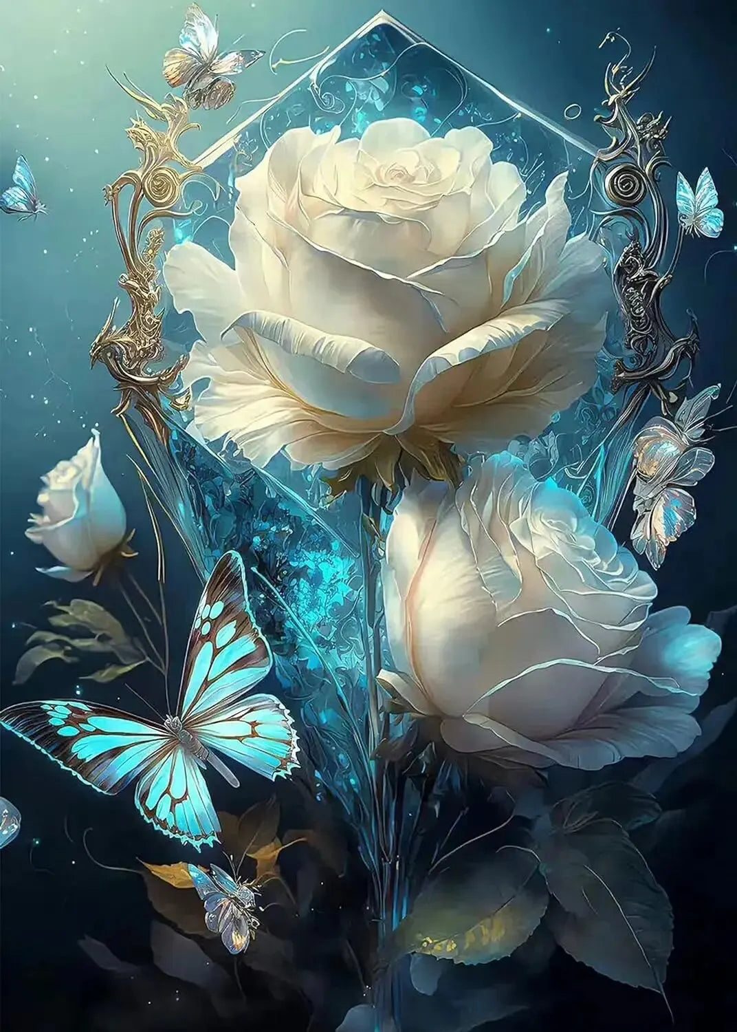 5D Diy Diamond Painting Flower Cross Stitch Kit AB Diamond Round Diamond Rose Sunflower Diamond Embroidery Mosaic Art Home Decor