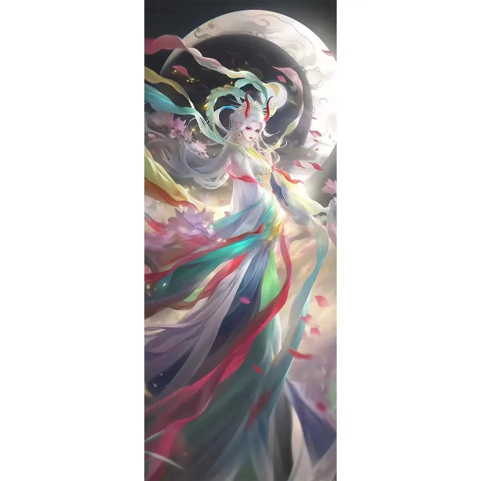 5D Diamond art Anime Character Embroidery Mosaic DIY Full Square Round Drill Fairy Moon Flower Imitation Diamond Cross-Stitch