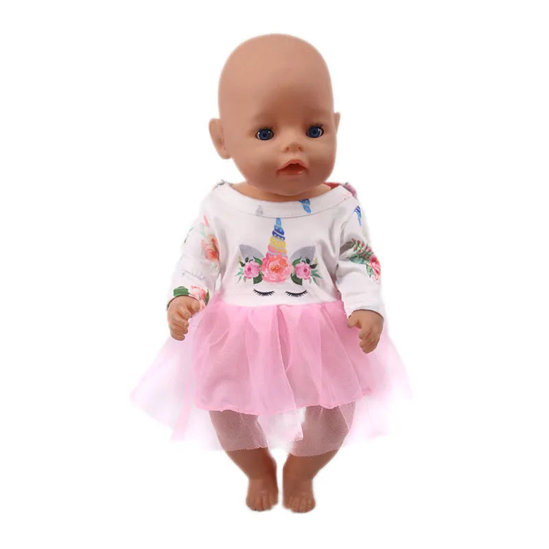 43cm Reborn New Born Baby Doll Clothes Unicorn Flamingo Fanny Cartoon Doll Accessories 18 inch Doll  Clothes American girl`s Toy