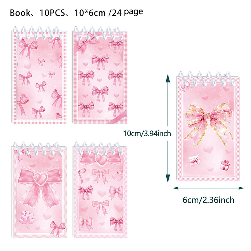 10pcs Pink Bow Notebook Mini