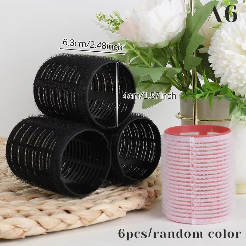 Hair Roller Set 6Pcs Self Grip Heatless Hair Curler Different Size No Heat Self-adhesive Curling Hairdressing Styling Tool