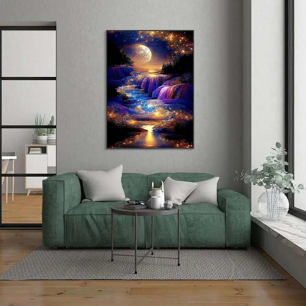 5D Diy Diamond Painting Moonlight Beach Diamond Art Kits Full Square Round Embroidery Mosaic Fantasy Landscape Wall Decor
