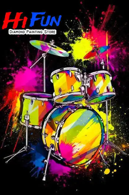 5D Diamond Painting Jazz Music Street Art with Drums Handmade Diamond Embroidery Cross Stitch Living Room Bedroom Decoration
